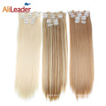 Extensiones de clip sedosas rectas de 16 colores con 16 clips